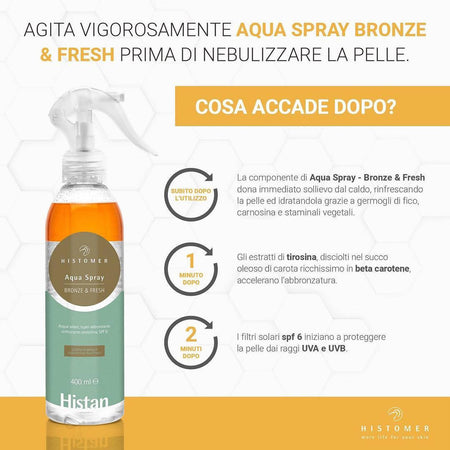 Histomer Aqua Spray Bronze & Fresh 400 Ml Aqua Spray Super Abbronzante Con Azione Protettiva SPF 6