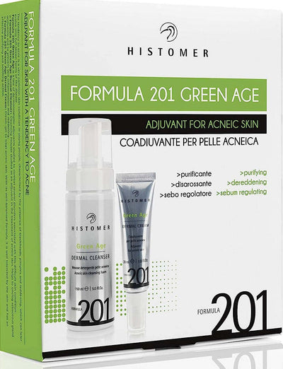 Histomer Formula 201 Green Age Kit Prodotti Viso Linea Coadiuvanti Dermo Cosmetici Kit Mousse Di Pulizia Viso, Grema Gel Azione Purificante E Struccante Green Age