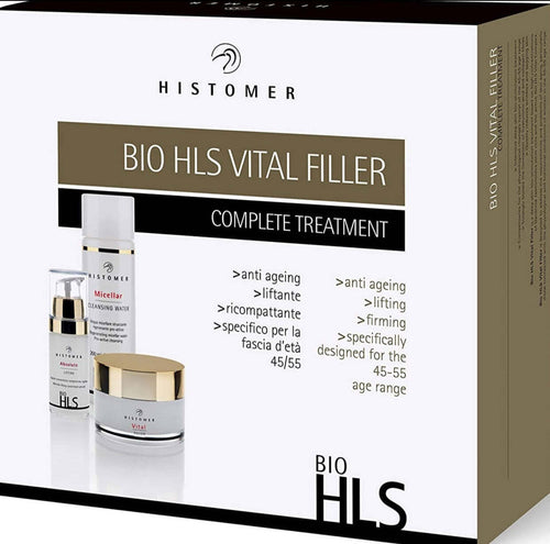 Histomer Kit Trattamento Lifting Viso Anti-Età Completo Bio HLS Vital Filler, Pelli Mature 45-55 Anni, con Crema Viso 24h, Siero Lifting Viso e Acqua Micellare Struccante Viso e Occhi