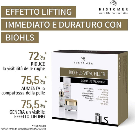 Histomer Kit Trattamento Lifting Viso Anti-Età Completo Bio HLS Vital Filler, Pelli Mature 45-55 Anni, con Crema Viso 24h, Siero Lifting Viso e Acqua Micellare Struccante Viso e Occhi