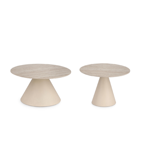 Tavolino hardy, piano in ceramica, base in acciaio, Ø 50 x 37; Ø 60 x 30 cm