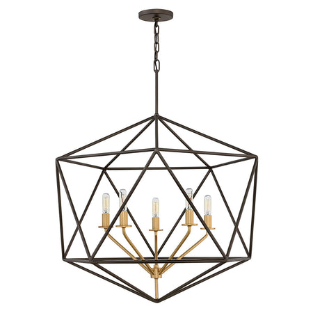 Lampadario Industrial Nordico Astrid Metallo Bronzo Opaco 5 Luci E14