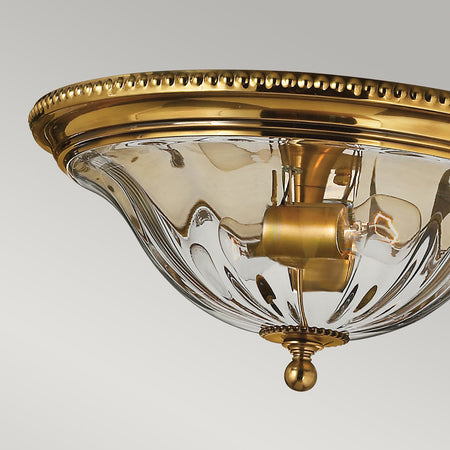 Plafoniera Contemporanea Cambridge Ottone Brunito Vetro 2 Luci E27