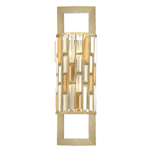Applique Contemporanea Gemma Acciaio Foglia Argento Cristallo 2 Luci E14