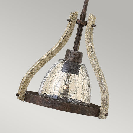 Sospensione Industrial Nordica Middlefield Acciaio Ferro Ruggine Legno Luce E27