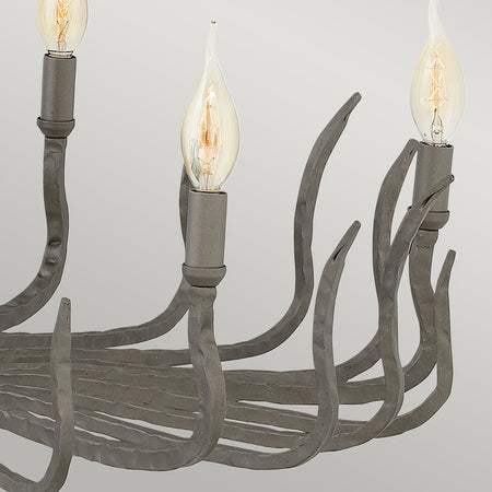 Lampadario Industrial Nordico Spyre Acciaio Bronzo Metallizzato Opaco 6 Luci E14