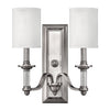 Applique Classica Sussex Acciaio Nichel Spazzolato Tessuto 2 Luci E14