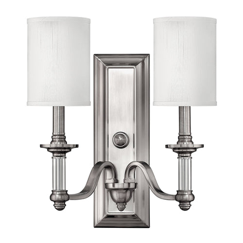 Applique Classica Sussex Acciaio Nichel Spazzolato Tessuto 2 Luci E14