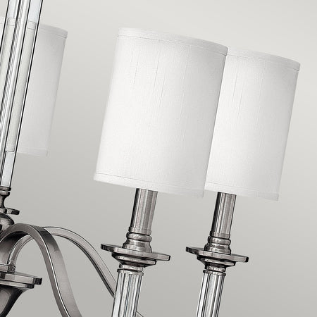 Lampadario Classico Sussex Acciaio Nichel Spazzolato Tessuto 5 Luci E14