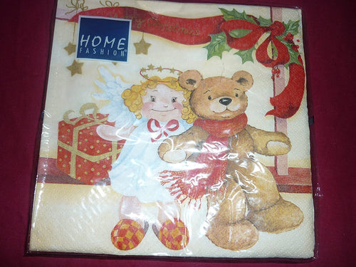 HOME-FASHION---20-PEZZI---CONFEZIONE-DA-20-TOVAGLIOLI-PER-DECOUPAGE-33X33CM---CON-ORSO-E-ANGELO