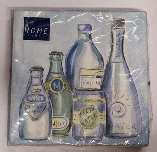 HOME-FASHION---CONFEZIONE-DI-TOVAGLIOLI-PER-DECOUPAGE-DA-20PZ-33X33CM---FANTASIA-BOTTIGLIE-D'ACQUA