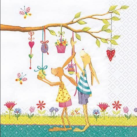 HOME-FASHION---CONFEZIONE-DI-TOVAGLIOLI-PER-DECOUPAGE-DA-20PZ-33X33CM---FANTASIA-CONIGLIETTI