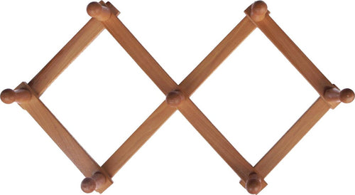 Home-System-R21455-Portabiti-Appendiabiti-in-Legno-a-7-Posti,-Richiudibile-Estensibile,-Legno-Naturale