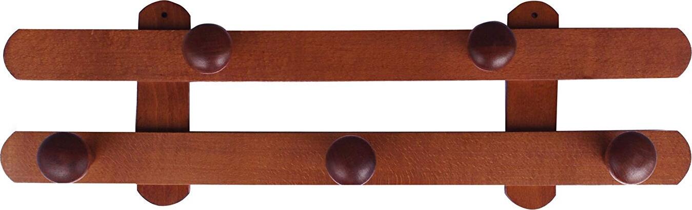 Home-System-R21464-Portabiti-Appendiabiti-in-Legno-a-5-Posizioni,-Noce