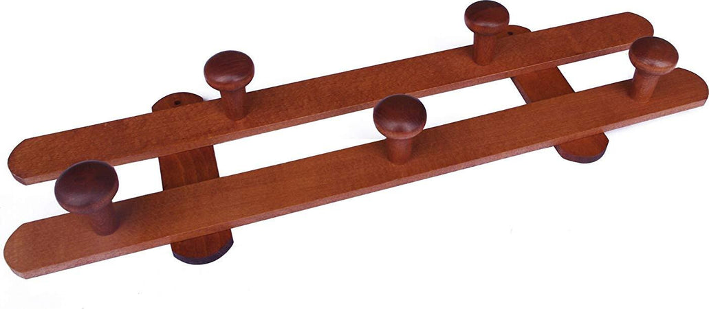 Home-System-R21464-Portabiti-Appendiabiti-in-Legno-a-5-Posizioni,-Noce