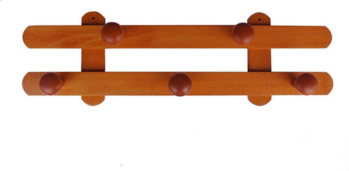 Home-System-R21466-Portabiti-Appendiabiti-in-Legno-a-5-Posizioni,-Ciliegio