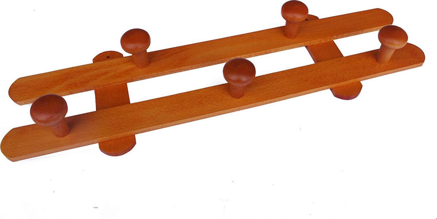 Home-System-R21466-Portabiti-Appendiabiti-in-Legno-a-5-Posizioni,-Ciliegio