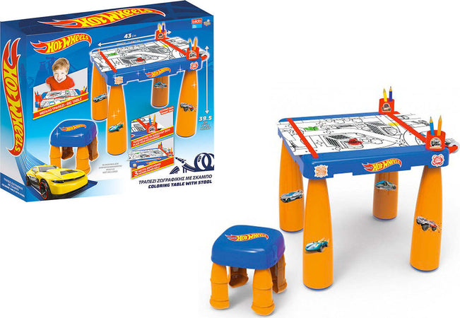 Hot-Wheels-Tavolo-Coloring-con-Sgabello
