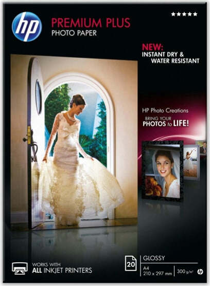 Hp - Confezione da 20 Fogli Carta fotografica Hp Premium Plus lucida - A4 - 210 x 297 mm - CR672A Cancelleria e prodotti per ufficio/Carta blocchi e quaderni/Carta/Carta per fotocopiatrici e stampanti/Carta per fotocopiatrice e multiuso Eurocartuccia - Pavullo, Commerciovirtuoso.it