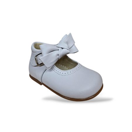 Ballerine Bambina PANYNO Bianco Pelle con Fibbia e Fiocco – Scarpe Primi Passi e Cerimonia