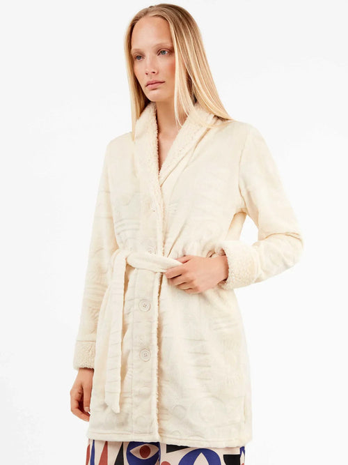 Vestaglia Donna Gisela 2/20315U – Tessuto Felpato con Bottoni e Cintura