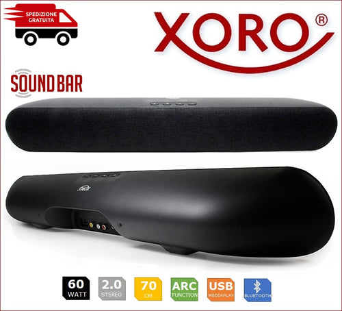 Soundbar XORO HSB 70 da 60 Watt con HDMI ARC Bluetooth USB e Telecomando