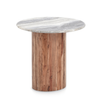 Tavolino eloy, piano in marmo, base in legno di acacia Ø 45 x 44 cm