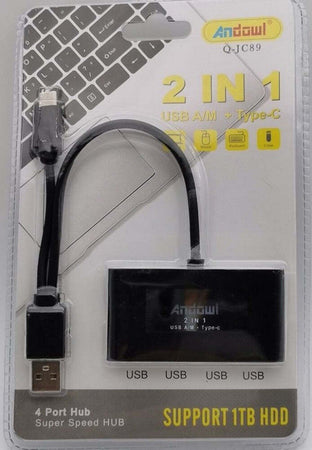 Hub 2 In 1 Usb A/m + Type-c Con 4 Porte Usb Trasmissione Super Veloce Pc Q-jc89 Elettronica/Informatica/Accessori/USB Hub Trade Shop italia - Napoli, Commerciovirtuoso.it