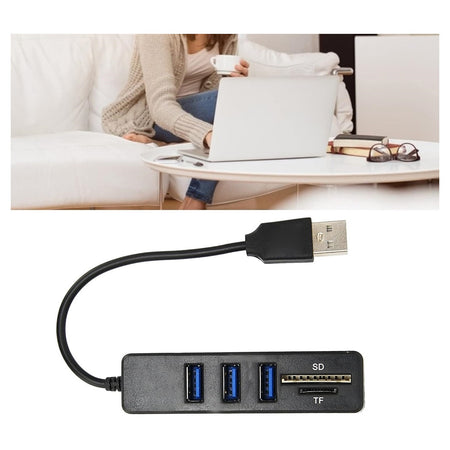 Hub 3 Porte Usb 2.0 + Lettore Di Schede Memoria Micro Sd/sd Dati Ricarica Hub-01