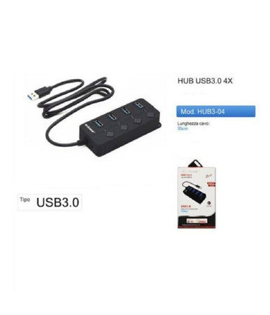 Hub 4 Porte Usb 3.0 Adattatore Di Alimentazione Per Laptop Desktop Hub3-04