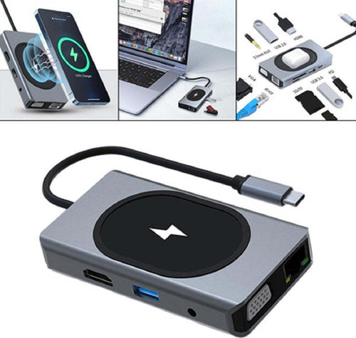 Hub Docking Station Usb-c Con Ricarica Wireless Q-hu666 Adattatore Multifunzione Elettronica/Informatica/Accessori/USB Hub Trade Shop italia - Napoli, Commerciovirtuoso.it