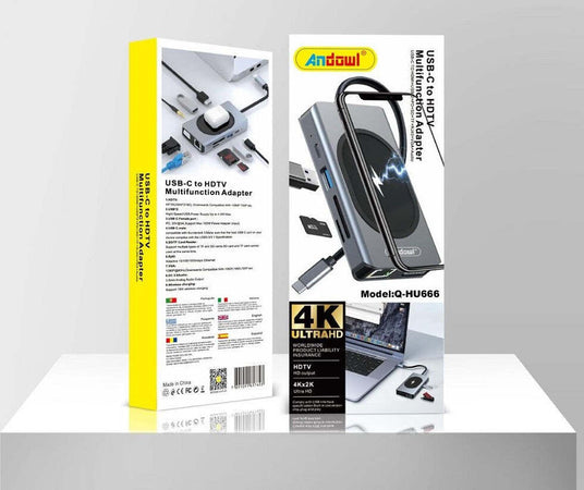 Hub Docking Station Usb-c Con Ricarica Wireless Q-hu666 Adattatore Multifunzione Elettronica/Informatica/Accessori/USB Hub Trade Shop italia - Napoli, Commerciovirtuoso.it