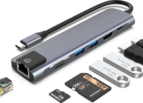 Hub Tipo C 7in1 Lan 1000mbps Type-c Hdmi 2 Usb Sd Micro-sd Q-hu99 Lettore Schede Elettronica/Informatica/Accessori/USB Hub Trade Shop italia - Napoli, Commerciovirtuoso.it