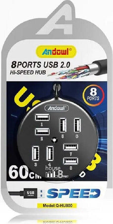 Hub Usb 2.0 Hi-speed 8 Porte Con Cavo Da 60 Cm Con Connessione Usb-a Q-hu800 Elettronica/Informatica/Accessori/USB Hub Trade Shop italia - Napoli, Commerciovirtuoso.it