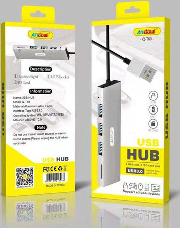 Hub Usb 3 Porte Usb3.0 + 1 Slot Micro Sd Portatile Dissipazione Del Calore Q-t89 Elettronica/Informatica/Accessori/USB Hub Trade Shop italia - Napoli, Commerciovirtuoso.it