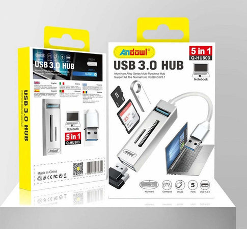 Hub Usb 3.0 5 In 1 Lettore Di Memorie Pendrive Usb Computer Pc Notebook Q-hu803 Elettronica/Informatica/Accessori/USB Hub Trade Shop italia - Napoli, Commerciovirtuoso.it