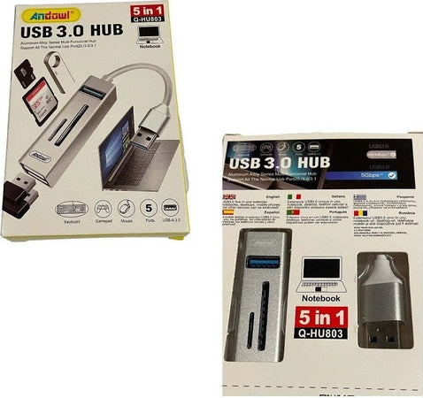Hub Usb 3.0 5 In 1 Lettore Di Memorie Pendrive Usb Computer Pc Notebook Q-hu803 Elettronica/Informatica/Accessori/USB Hub Trade Shop italia - Napoli, Commerciovirtuoso.it