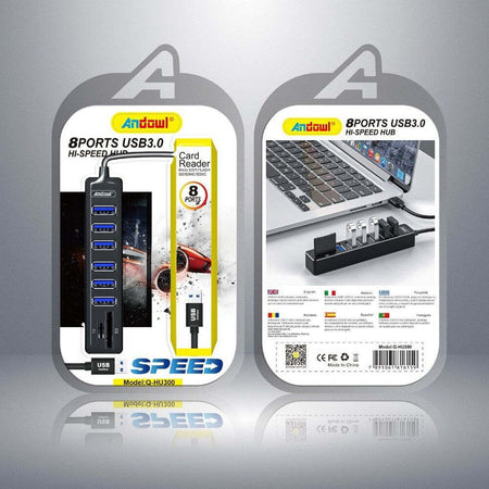 Hub Usb 3.0 A 8 Porte Con Slot Per Schede Sd Tf Computer Laptop Hi-speed Q-hu300 Elettronica/Informatica/Accessori/USB Hub Trade Shop italia - Napoli, Commerciovirtuoso.it