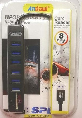Hub Usb 3.0 A 8 Porte Con Slot Per Schede Sd Tf Computer Laptop Hi-speed Q-hu300 Elettronica/Informatica/Accessori/USB Hub Trade Shop italia - Napoli, Commerciovirtuoso.it