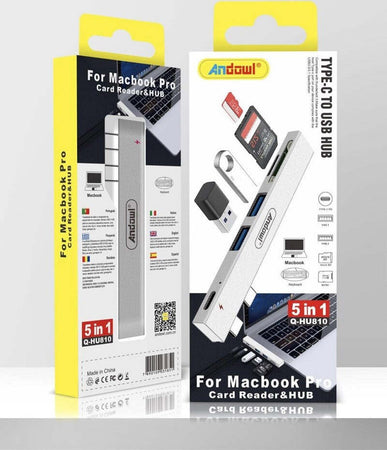 Hub Usb Q-hu810 5in1 Da Tipo C A Hub Usb Per Macbook Pro Con Connessione Tipo C Elettronica/Informatica/Accessori/USB Hub Trade Shop italia - Napoli, Commerciovirtuoso.it