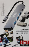 Hub Usb Type-c 5 In 1 Hdmi 4k Compatibile Con Thunderbolt 3 Multifunzione Q-hu90 Elettronica/Informatica/Accessori/USB Hub Trade Shop italia - Napoli, Commerciovirtuoso.it