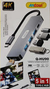 Hub Usb Type-c 5 In 1 Hdmi 4k Compatibile Con Thunderbolt 3 Multifunzione Q-hu90 Elettronica/Informatica/Accessori/USB Hub Trade Shop italia - Napoli, Commerciovirtuoso.it