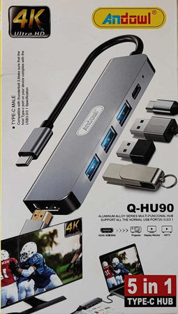 Hub Usb Type-c 5 In 1 Hdmi 4k Compatibile Con Thunderbolt 3 Multifunzione Q-hu90 Elettronica/Informatica/Accessori/USB Hub Trade Shop italia - Napoli, Commerciovirtuoso.it