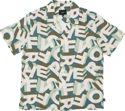 HUF-Camicia-Manica-Corta-Uomo-Abecedarian-Resort-Shirt-Multi-da-uomo