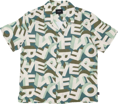 HUF-Camicia-Manica-Corta-Uomo-Abecedarian-Resort-Shirt-Multi-da-uomo