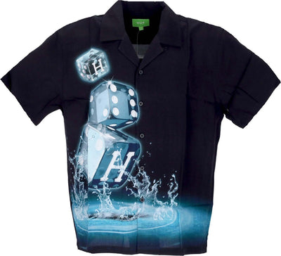 HUF-Camicia-Manica-Corta-Uomo-Dice-Woven-Top-Black-da-uomo