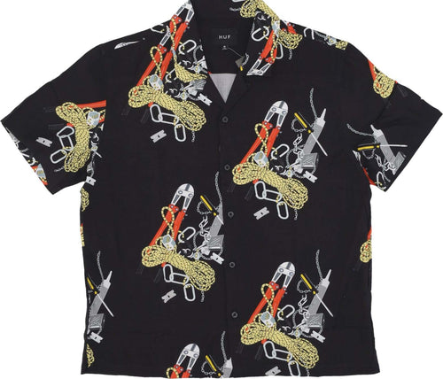 HUF-Camicia-Manica-Corta-Uomo-Skidrokyo-Resort-Top-Black-da-uomo