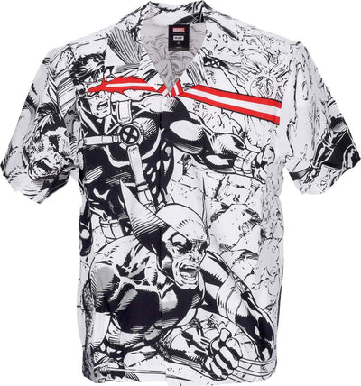 HUF-Camicia-Manica-Corta-Uomo-X-men-Resort-Shirt-X-Marvel-White-da-uomo