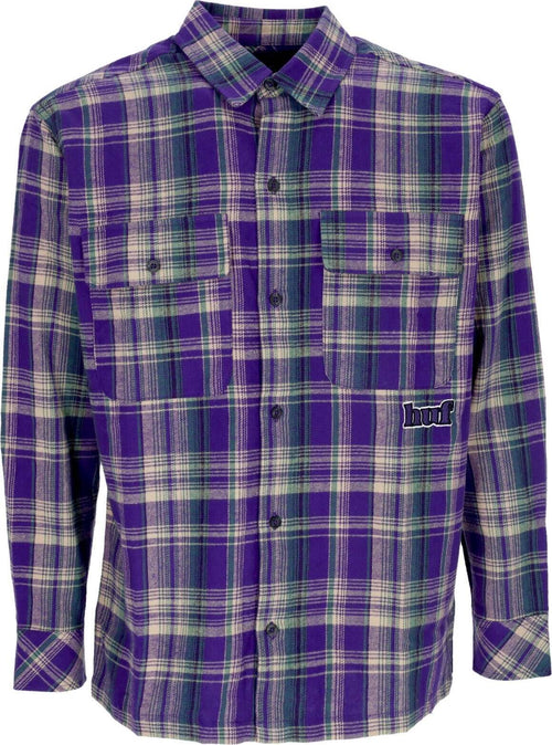 HUF-Camicia-Manica-Lunga-Uomo-Banks-Flannel-Shirt-Purple-da-uomo