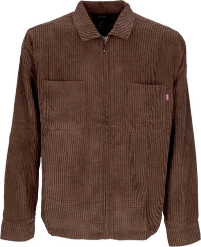 HUF-Camicia-Manica-Lunga-Uomo-Cornelius-Zip-Shirt-Eggplant-da-uomo